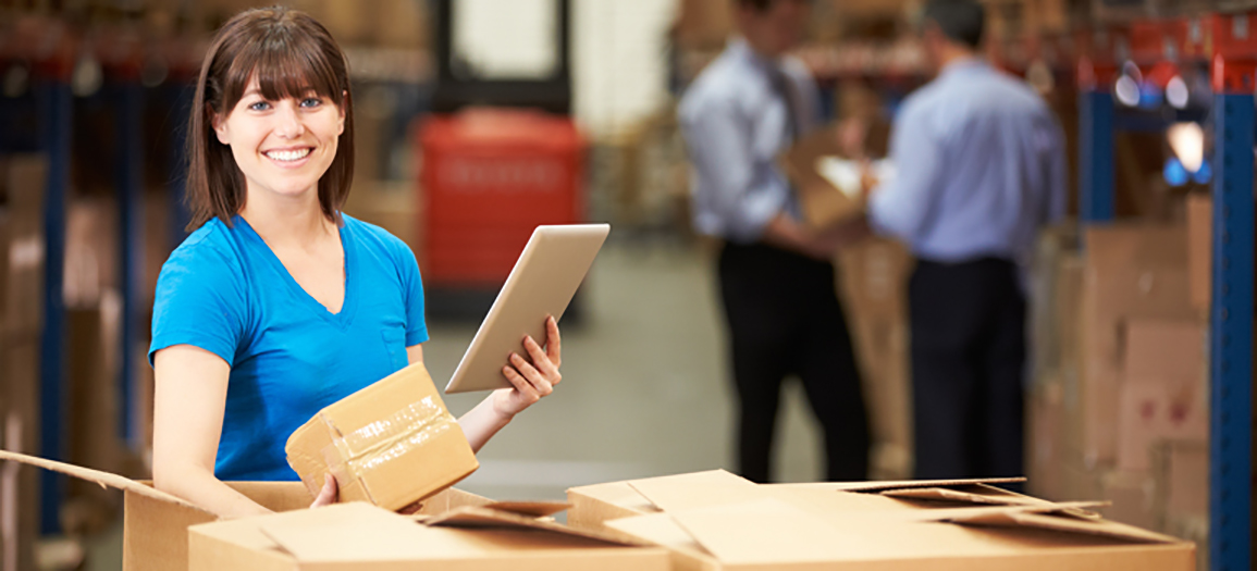 inventory tracking system being used on a smart device in warehouse